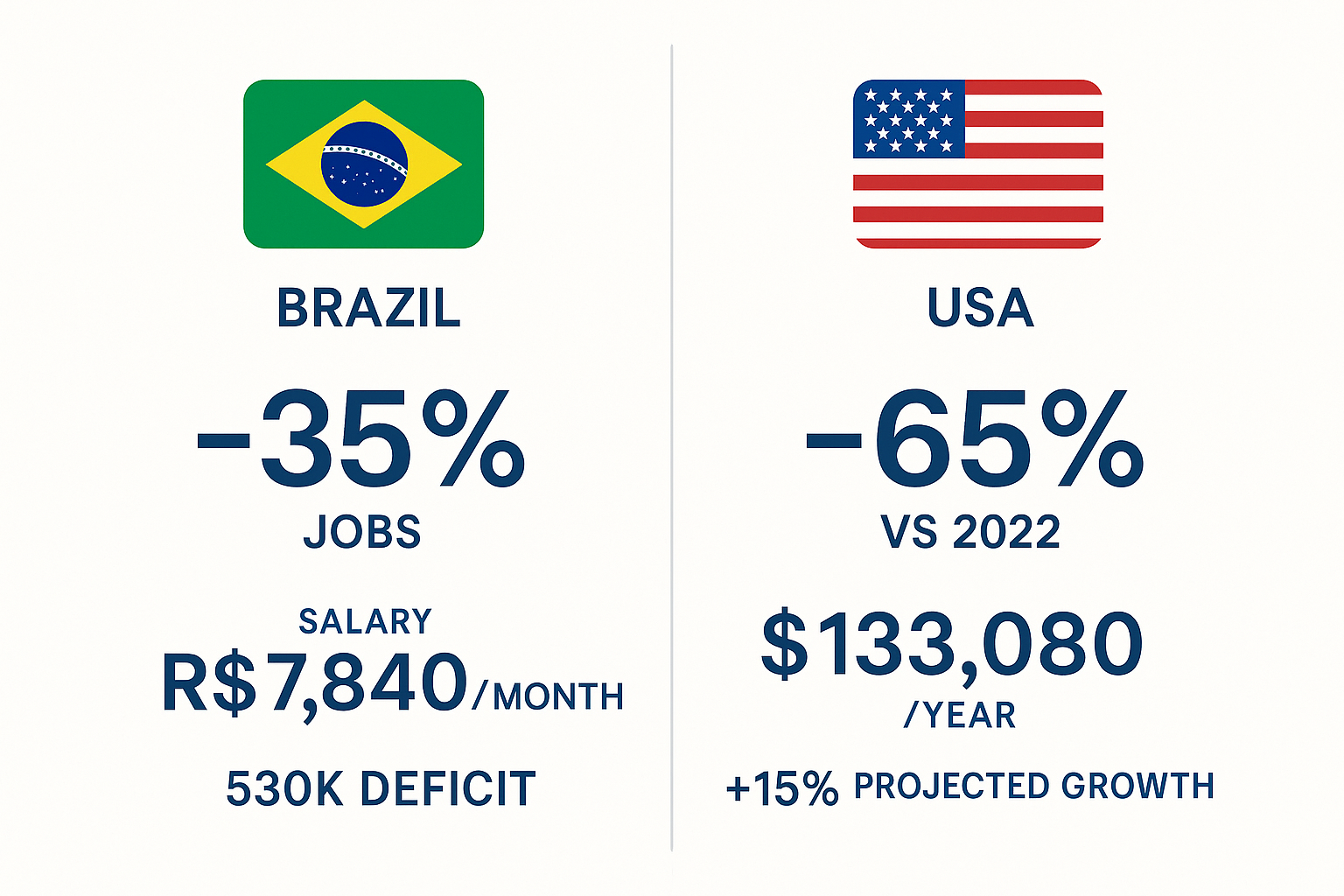 Comparativo mercado de tech Brasil vs EUA