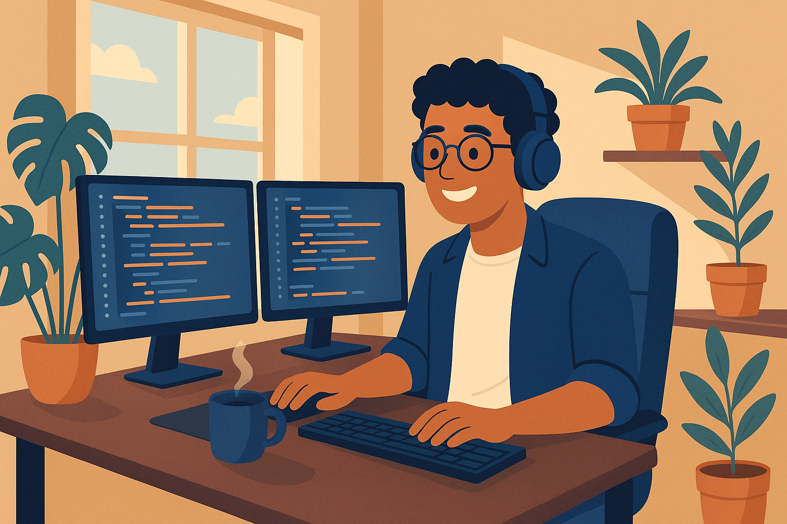 Desenvolvedor trabalhando remotamente