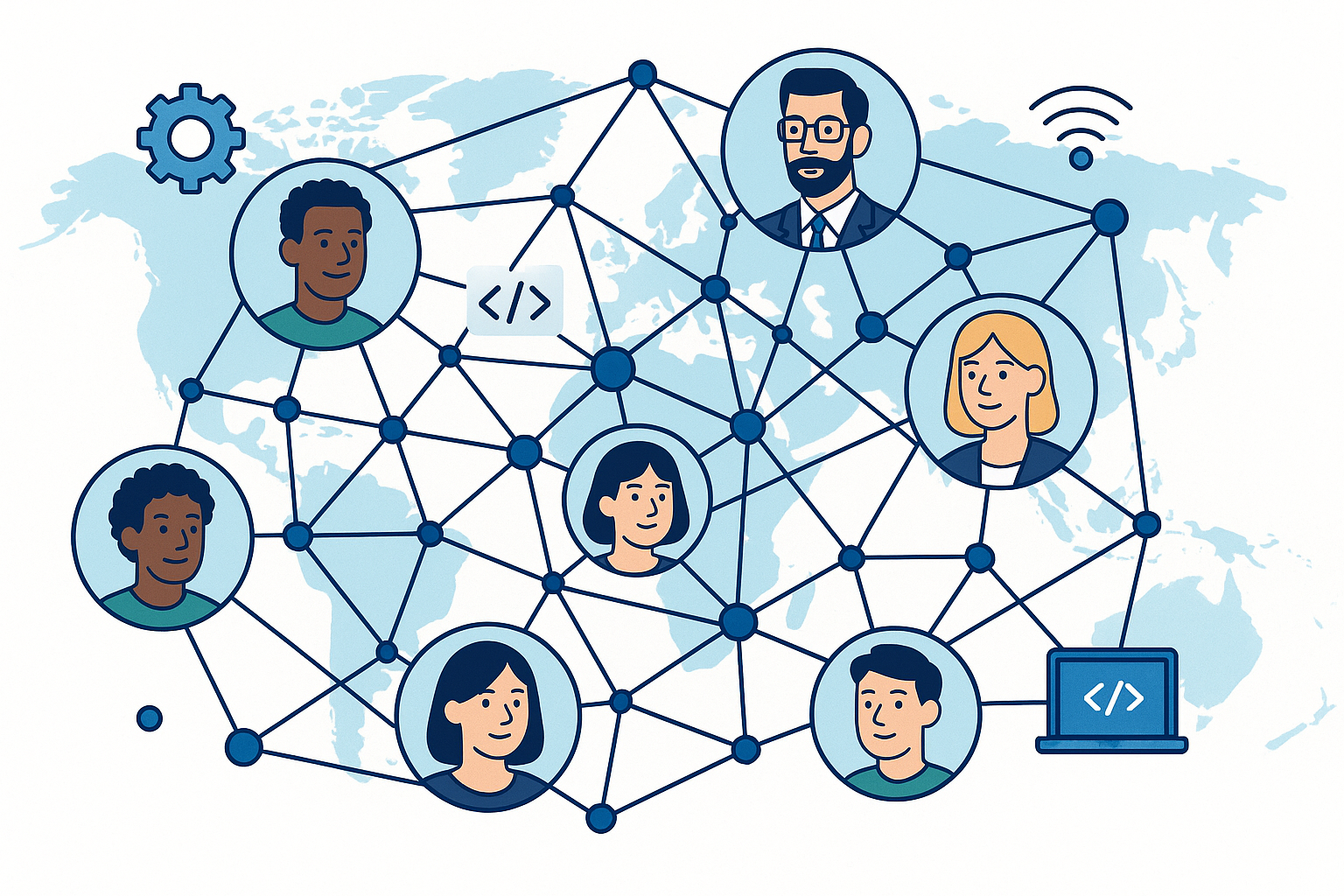 Ilustração de networking para conseguir indicações