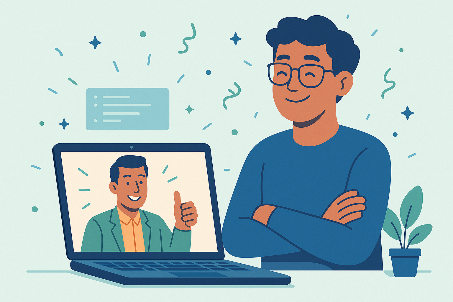 Desenvolvedor confiante em entrevista após superar o medo